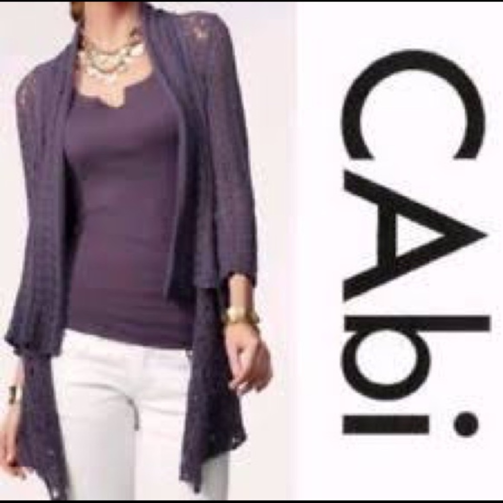 CAbi #719 Plum Purple Woven Sweater Cardigan